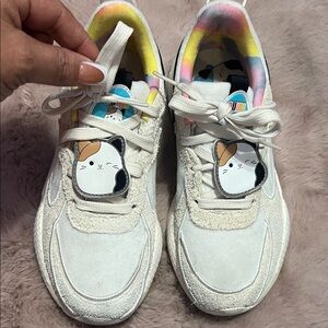 Cute Cat Face Sneakers with Colorful Accents